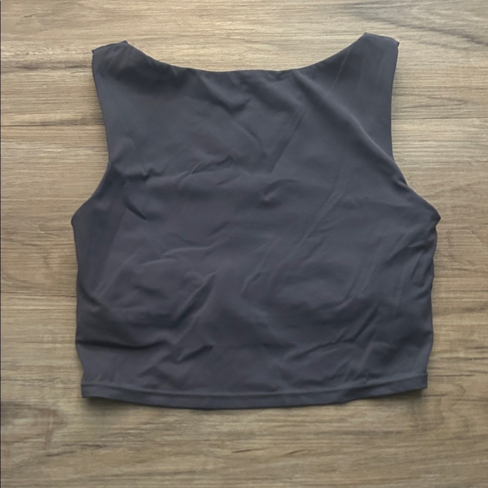 Elegant Charcoal Sleeveless Crop Top